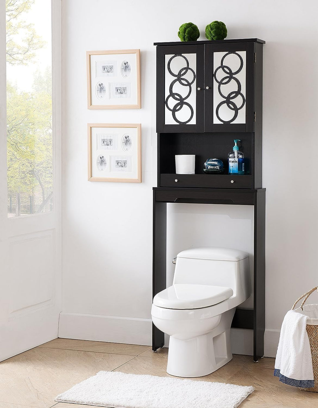 Furniture of America Orellis Modern One Drawer Mirrored Glass Panels Toilet Cappuccino - Diamond Home USA