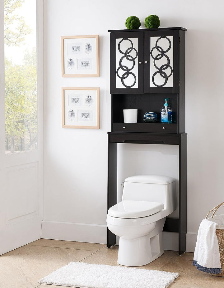 Furniture of America Orellis Modern One Drawer Mirrored Glass Panels Toilet Cappuccino - Diamond Home USA