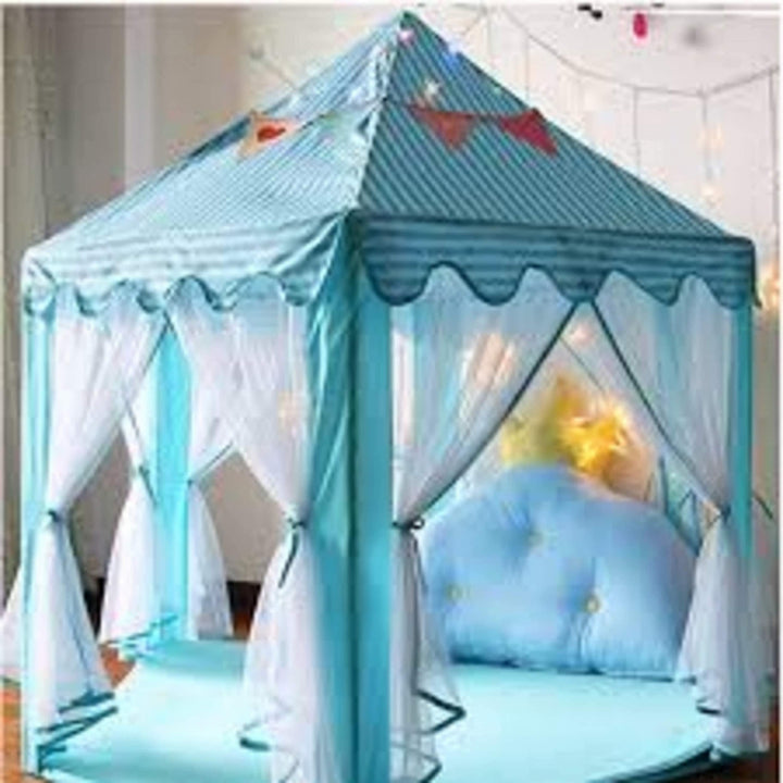 Princess Castle Play Tent Large Fairy Playhouse Gift for Kids 1pc Blue Fabric - Diamond Home USA