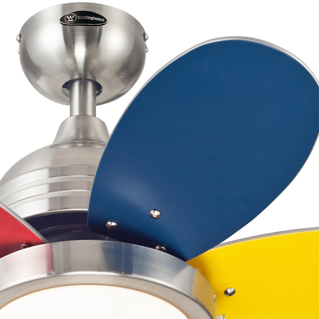 Westinghouse 7223600 Roundabout Indoor Ceiling Fan with Light 30 Inch Brushed - Diamond Home USA