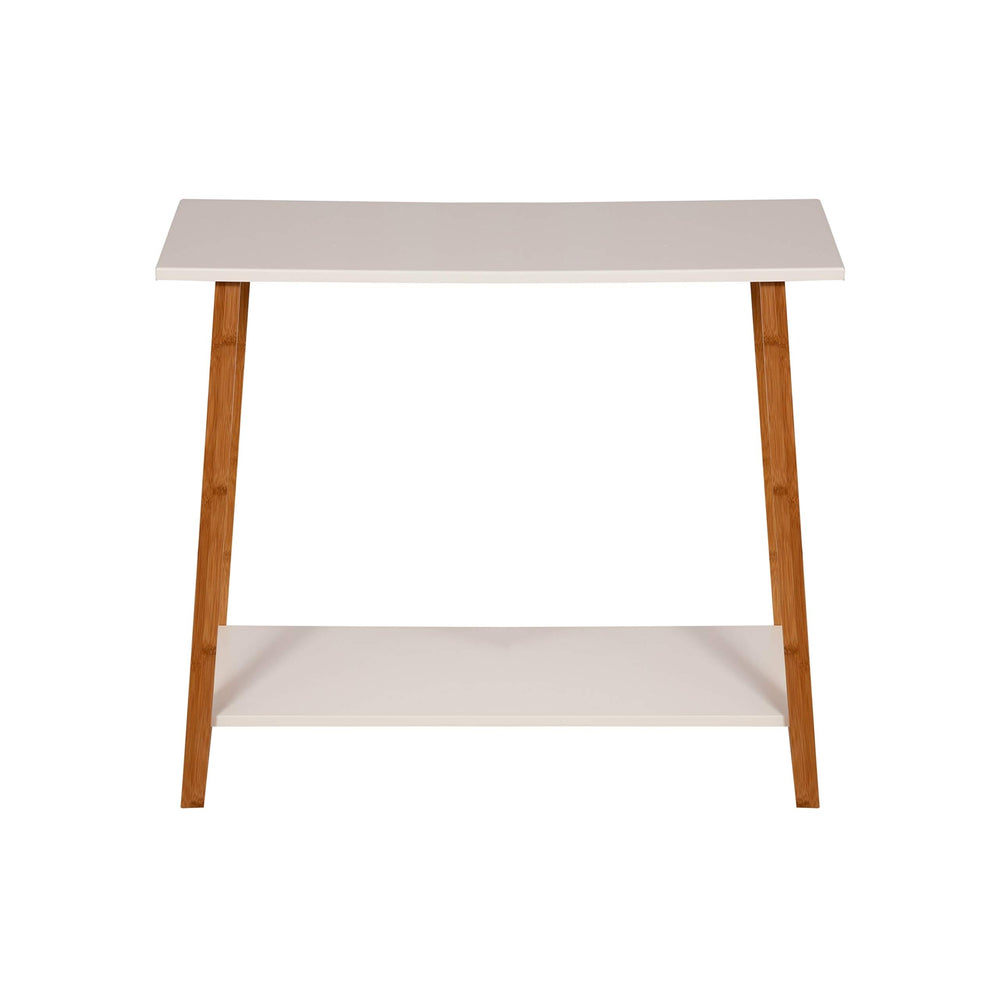 2 Tier Solid Bamboo Frame Console Table White Modern Contemporary Rectangle - Diamond Home USA