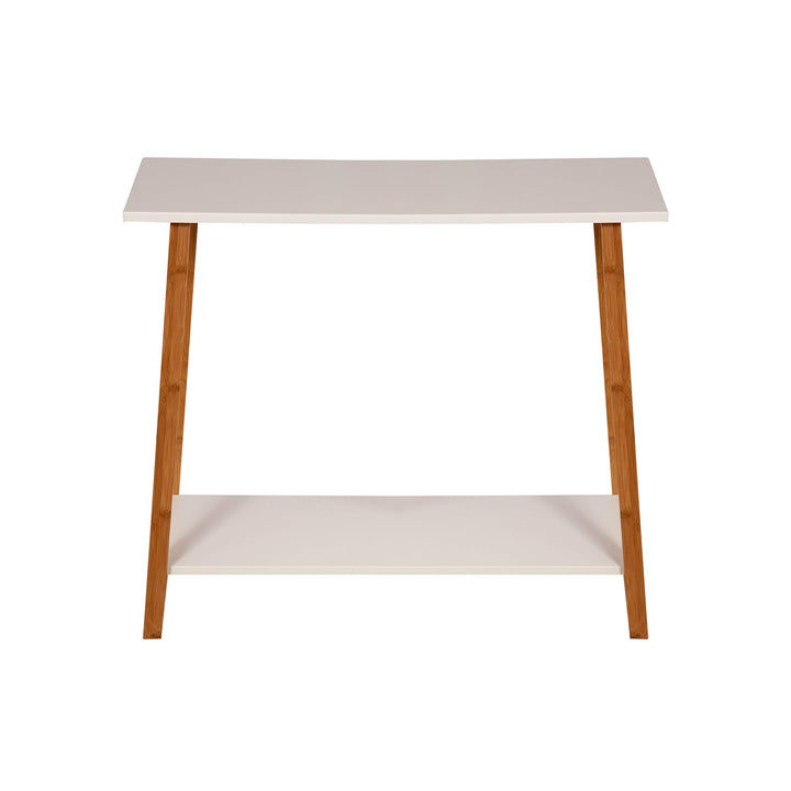 2 Tier Solid Bamboo Frame Console Table White Modern Contemporary Rectangle - Diamond Home USA