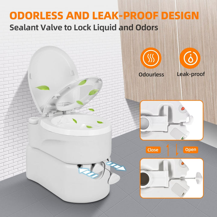 Portable Toilet Integrated 6.3 Gallon Camping Rv With Level Indicator White - Diamond Home USA