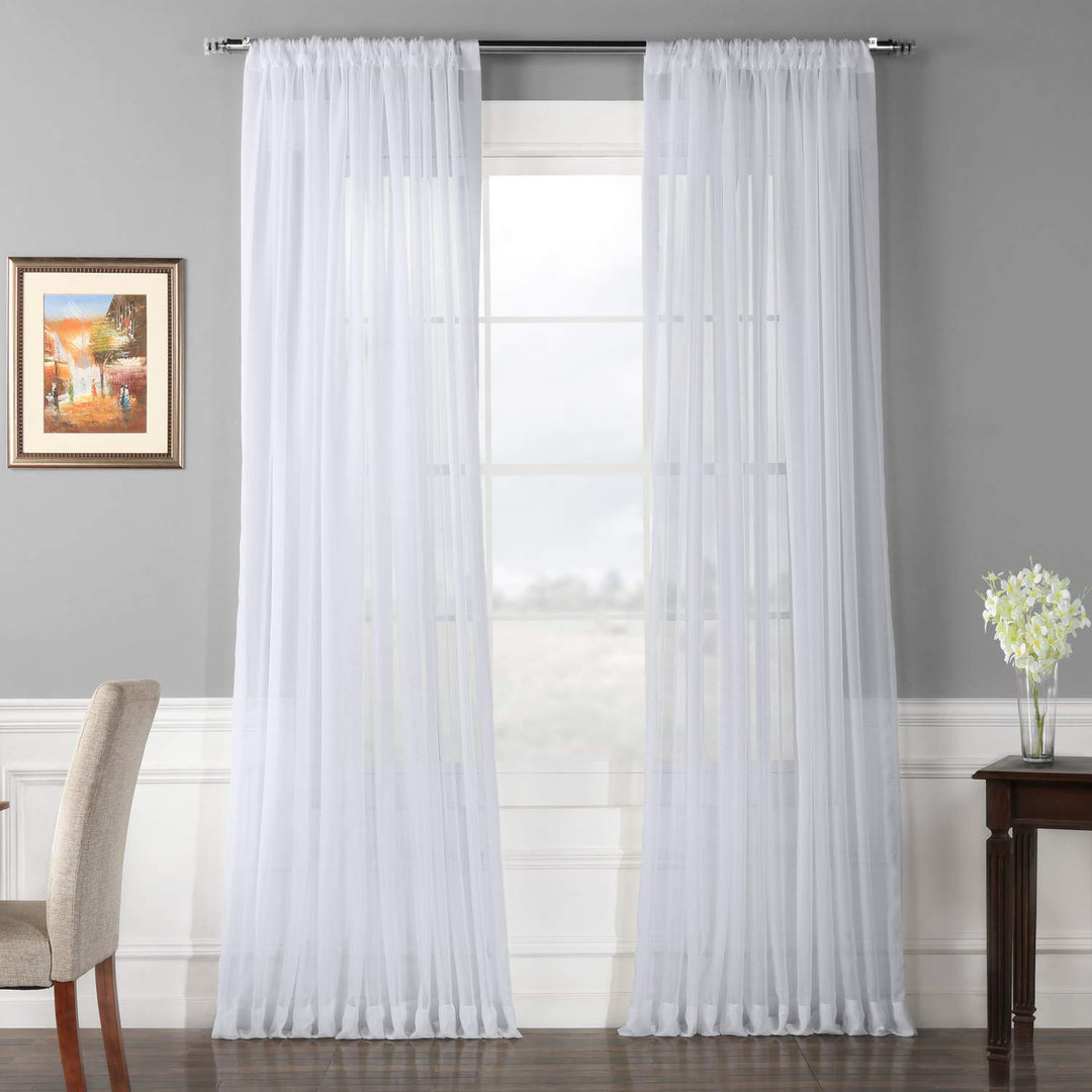 HPD Half Price Drapes SHCH-VOL1-120-SLDW Extra Wide Voile Poly Sheer Curtain 100 x 120 - White