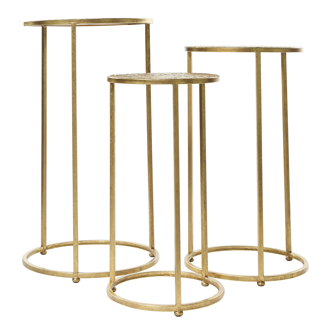 Gold Iron Glam Accent Table (Set of 3) 16 X 28round Round Goldtone Finish - Diamond Home USA