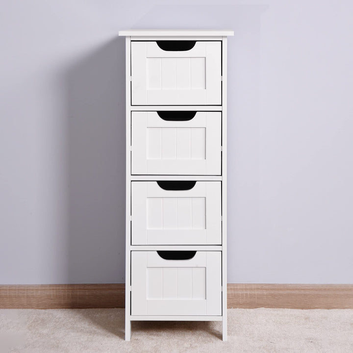 White Bathroom Storage Cabinet Freestanding with Drawers Traditional MDF - Diamond Home USA
