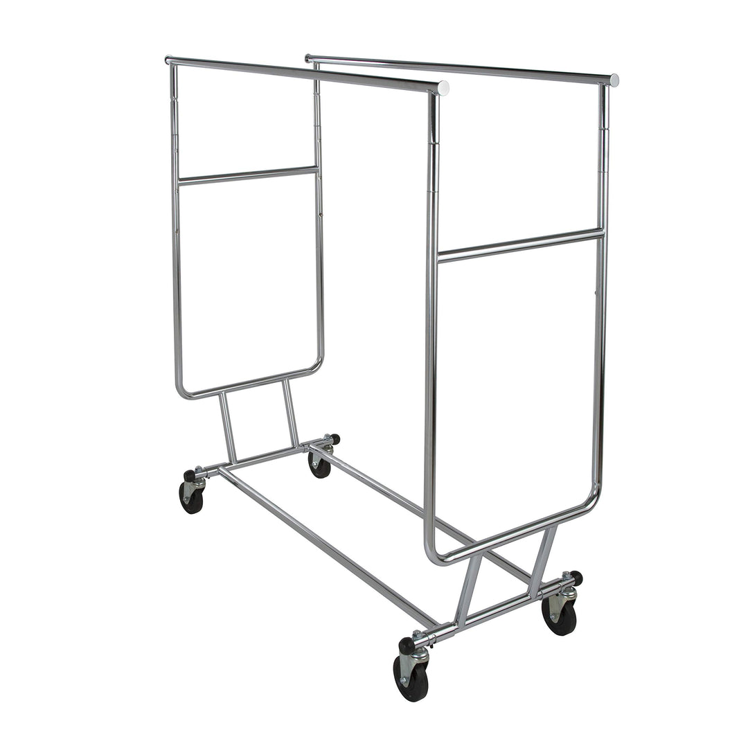 Econoco Double Hangrail Rolling Clothes ck- Heavy Duty Collapsible Clothing - Diamond Home USA