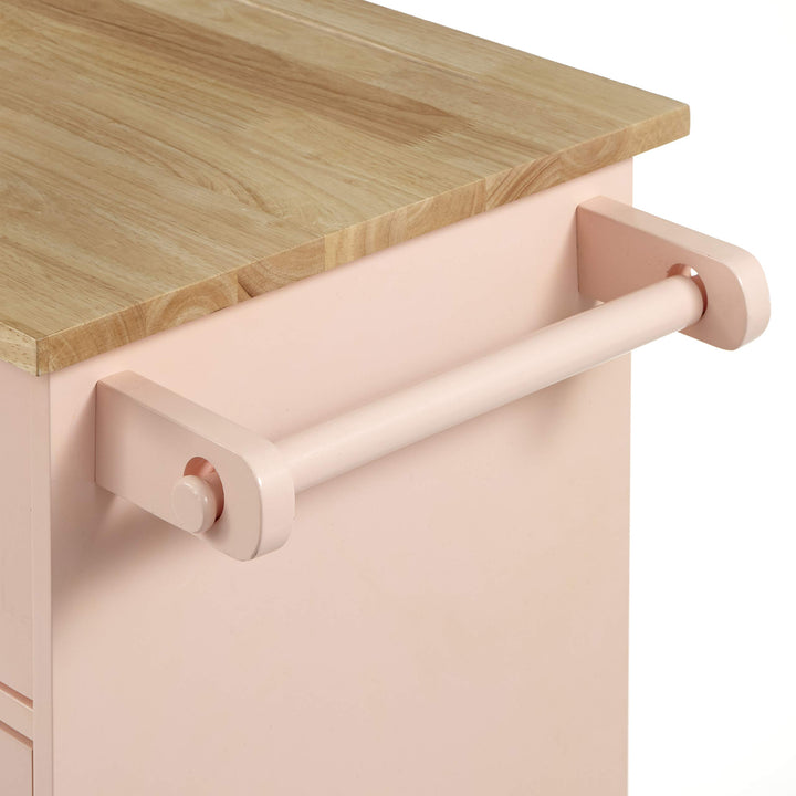 Target Marketing System Kitchen Lima Island Cart with 3 Tier Spice Racks Blush Pink - Diamond Home USA