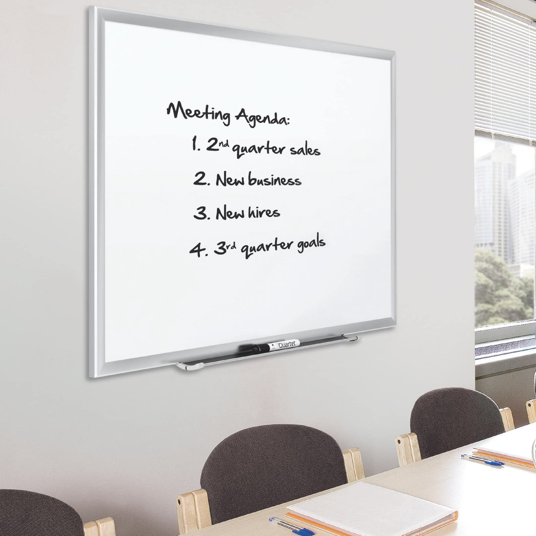 Quartet Magnetic Porcelain Whiteboard 4' x 3' White Board Premium Duramax Silver - Diamond Home USA