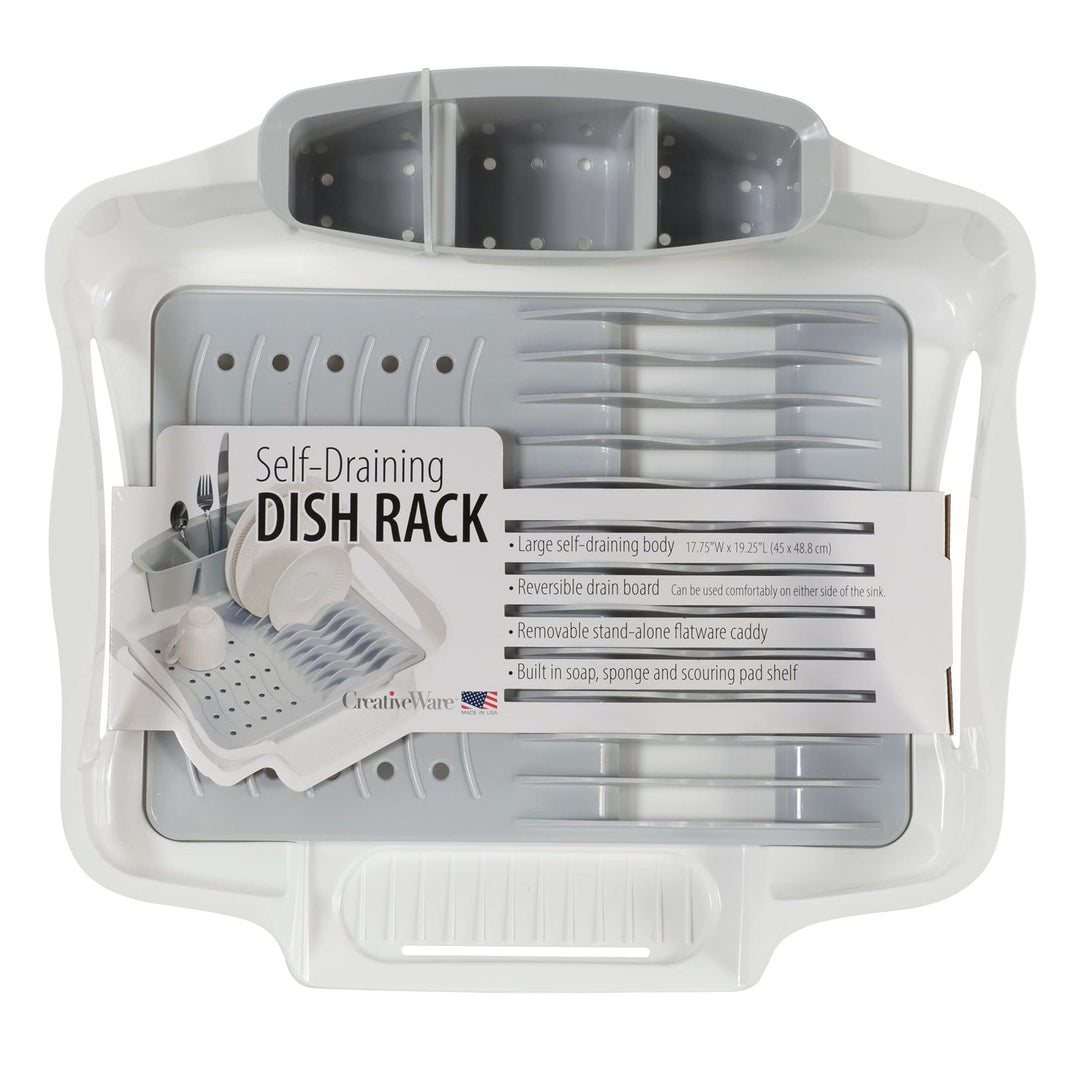 Grey/White Ultimate Dish Rack Grey White Plastic - Diamond Home USA