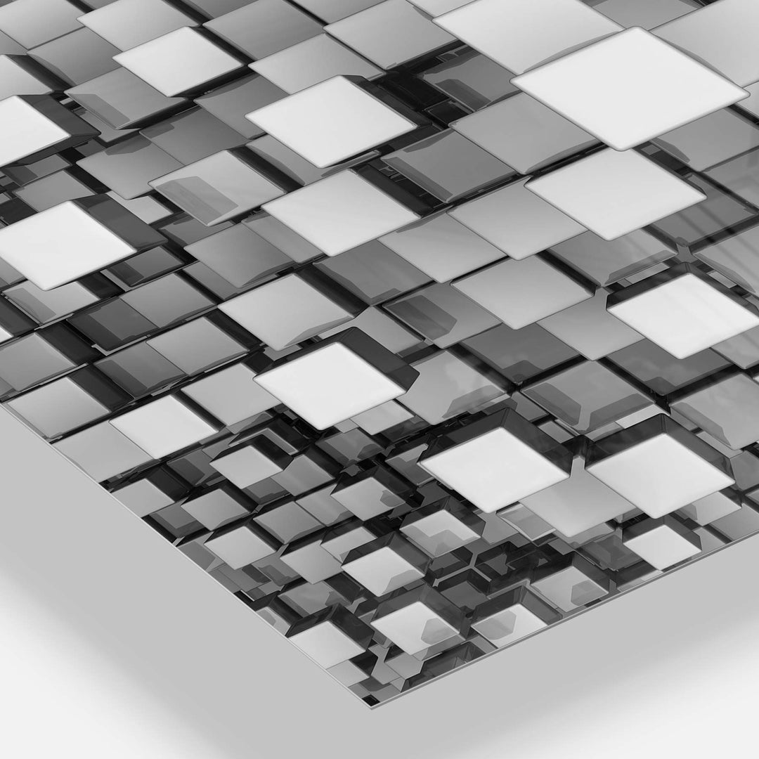 Design Art Black and Grey Cubes-Contemporary Metal Wall Art-MT6830-48x28-4 - Diamond Home USA