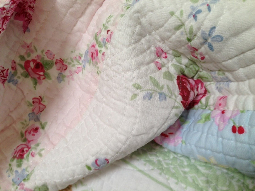 2 Piece Quilt & Sham Set Shabby Patchwork Vintage Chic