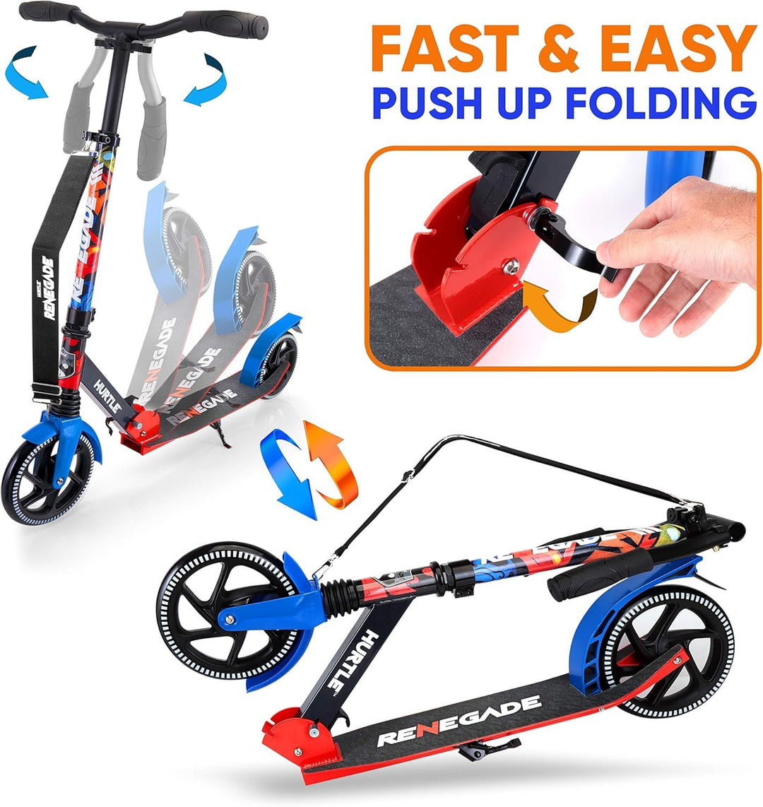 Hurtle Renegade Kick Scooters for Kids Teenagers Adults- 2 Wheel Kids Scooter - Diamond Home USA