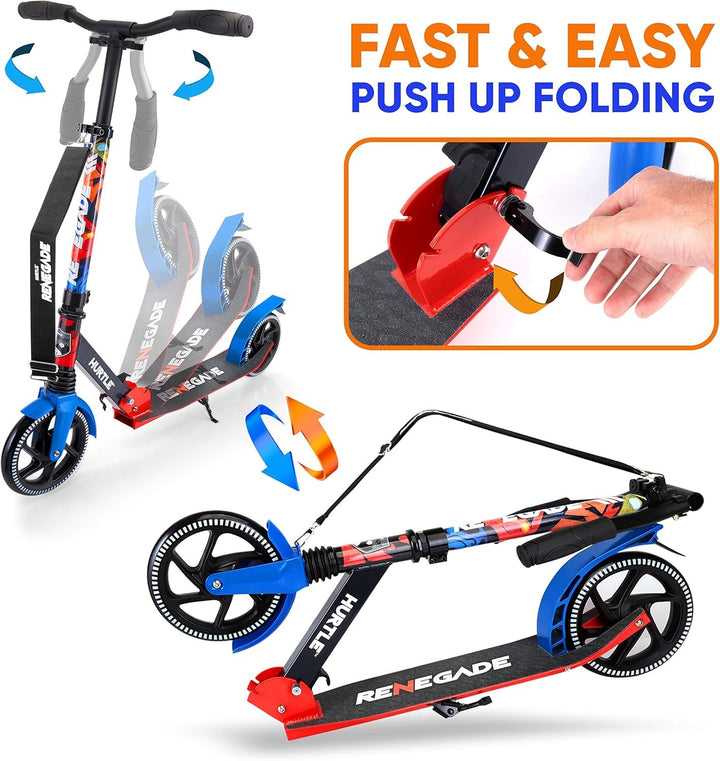 Hurtle Renegade Kick Scooters for Kids Teenagers Adults- 2 Wheel Kids Scooter - Diamond Home USA