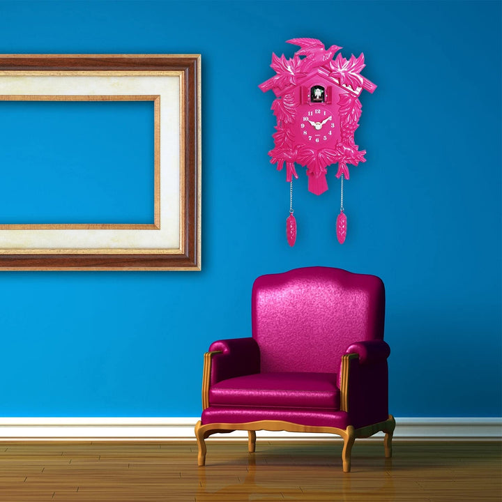 Pink Cuckoo Clock DIY Art Home Idea Modern Contemporary Rectangular Plastic - Diamond Home USA