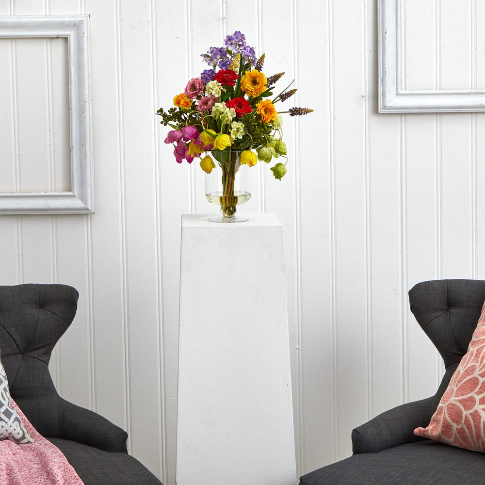 Nearly Natural Home Indoor Decorative Tabletop Spring Floral Arrangement - Diamond Home USA