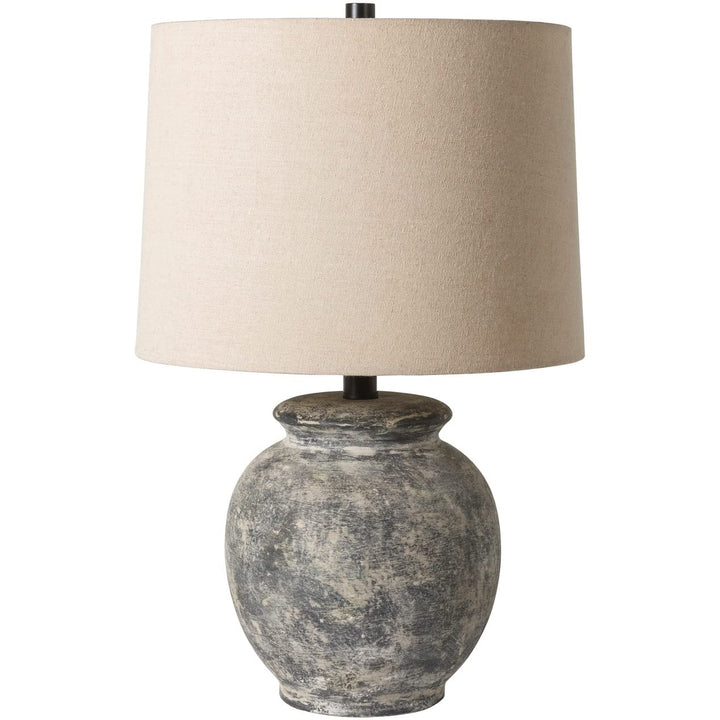 Distressed Ceramic Rustic Table Lamp 21" h X 13" w 13" d Grey Bohemian