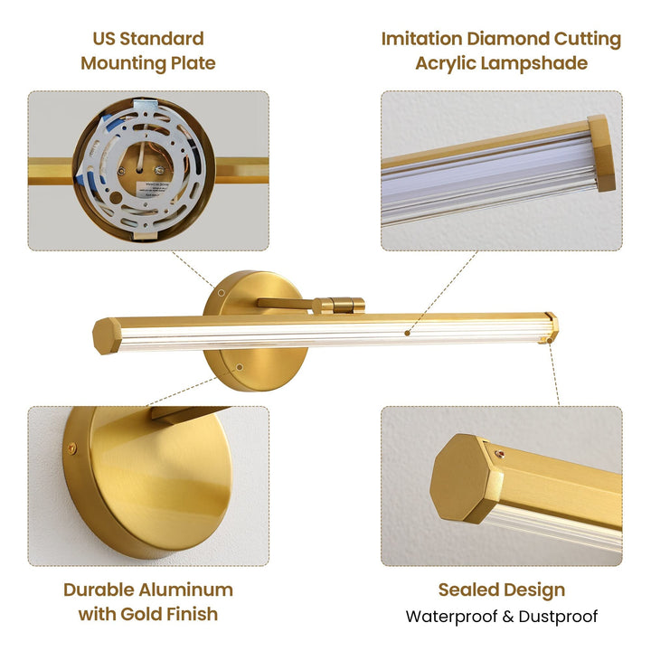Gold Bathroom Led Vanity Light Bar Modern Contemporary Energy Efficient - Diamond Home USA