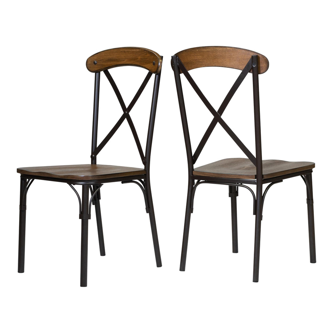 Furniture of America Rizal Industrial Metal Cross-Back Side Chair Set of 2 for