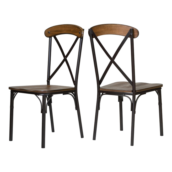 Furniture of America Rizal Industrial Metal Cross-Back Side Chair Set of 2 for