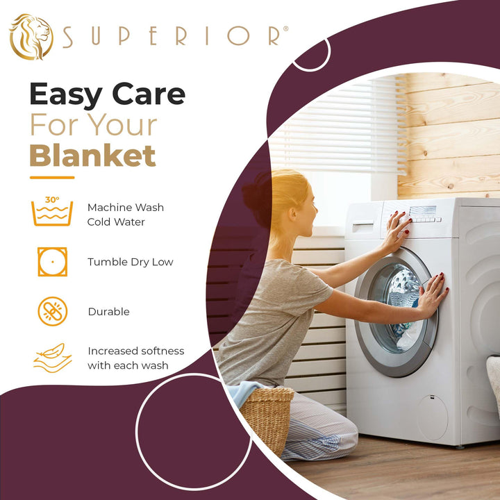 Superior 100% Cotton Blanket Oversized Throw Woven Blanket for Couch Bed Bedding - Diamond Home USA