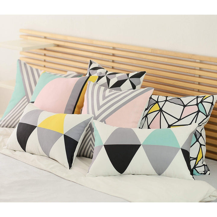Yellow Rectangular Geometric Throw illow Cover Multi Color Mid-Century Modern