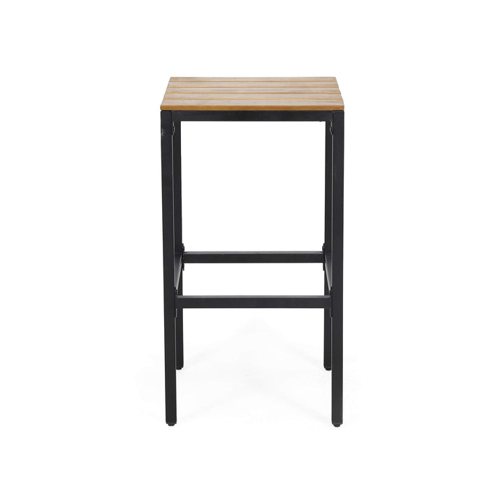 Christopher Knight Home Frieda Outdoor Modern Industrial Acacia Wood Bar Black + Teak + Black Metal - Diamond Home USA