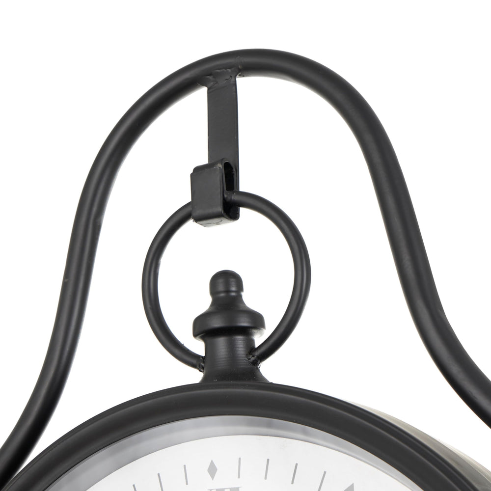 Black Metal Double Sided Tall Standing Floor Clock with Cone Shaped Base Iron - Diamond Home USA