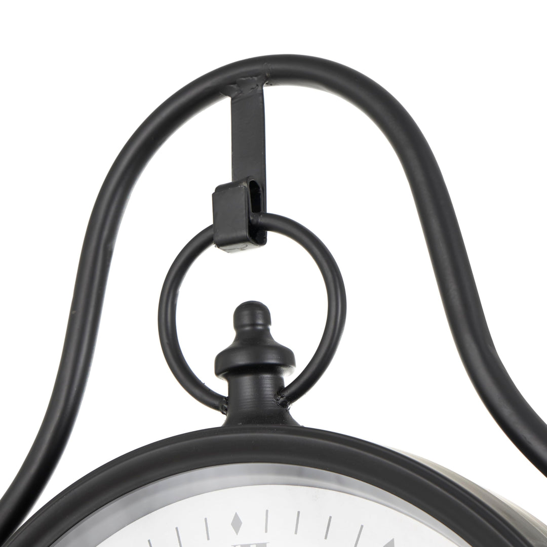 Black Metal Double Sided Tall Standing Floor Clock with Cone Shaped Base Iron - Diamond Home USA