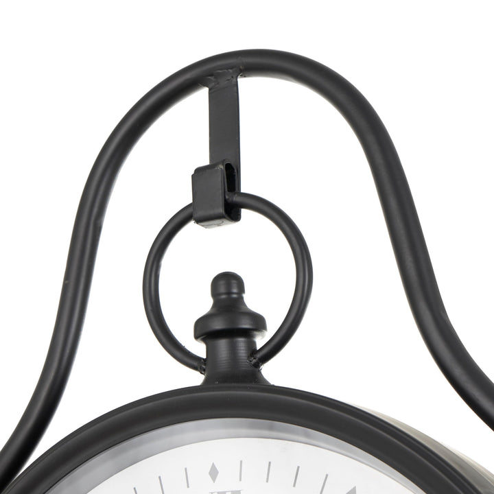 Black Metal Double Sided Tall Standing Floor Clock with Cone Shaped Base Iron - Diamond Home USA