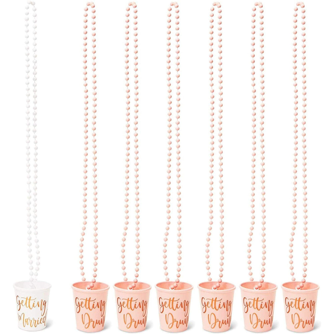 Beaded Bridal Shot Glass Necklaces for Bachelorette Party Supplies (12-Pack) - Diamond Home USA