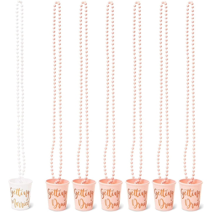 Beaded Bridal Shot Glass Necklaces for Bachelorette Party Supplies (12-Pack) - Diamond Home USA