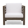 GDFStudio Outdoor Acacia Wood Club Chair with Cushion Gray Finish and White Gray Finish + White Cushion