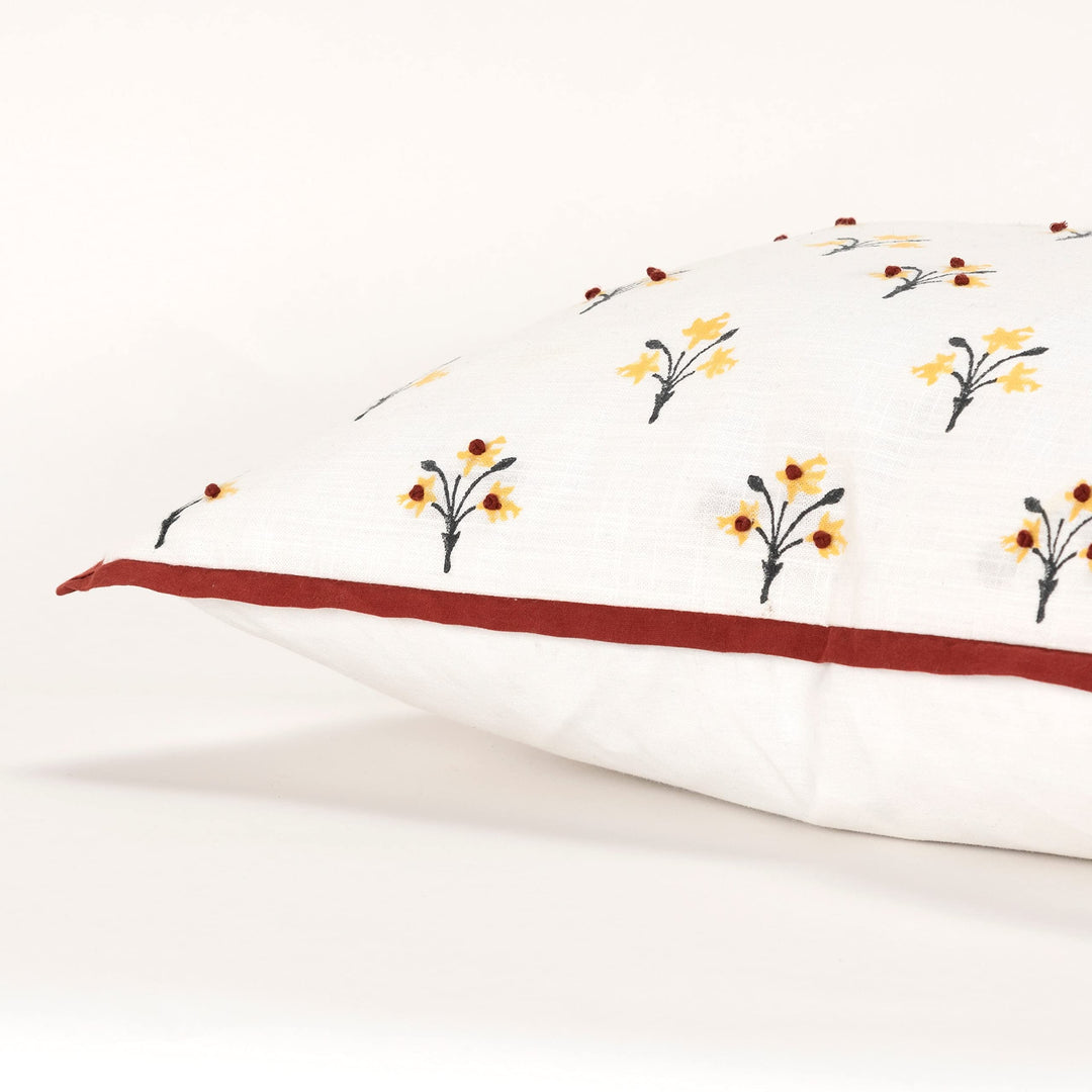 Boho Floral Rust/Yellow Throw Pillow Cover Red Bohemian Eclectic Transitional - Diamond Home USA