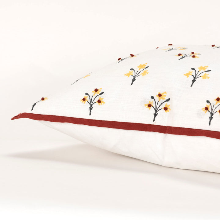 Boho Floral Rust/Yellow Throw Pillow Cover Red Bohemian Eclectic Transitional - Diamond Home USA