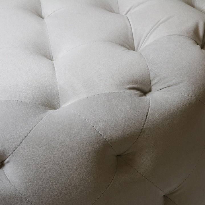 Warehouse of Tiffany Meerna Round Tufted Padded Ottoman XY6002 White - Diamond Home USA