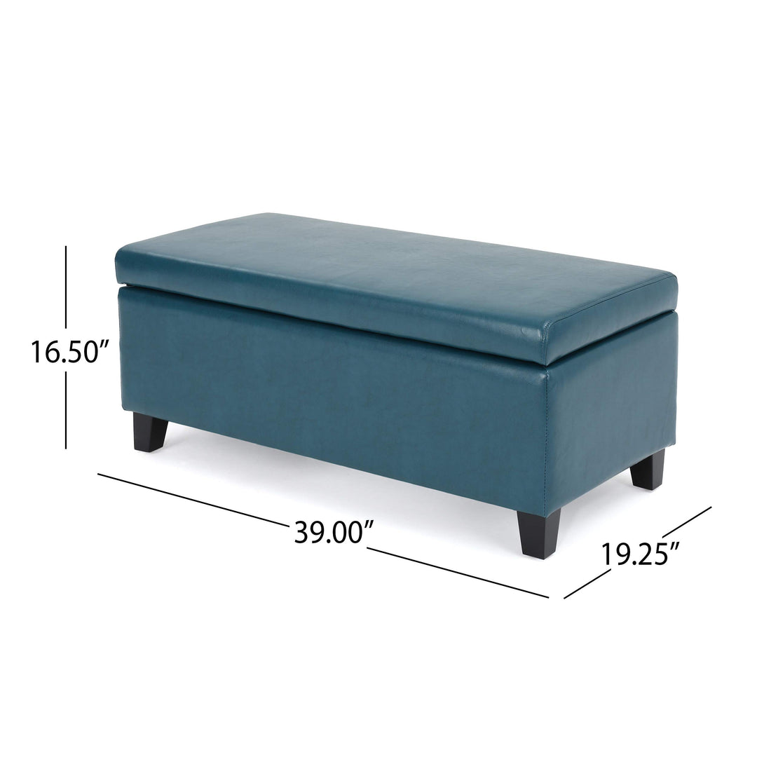 Christopher Knight Home Breanna Leather Storage Ottoman Teal - Diamond Home USA