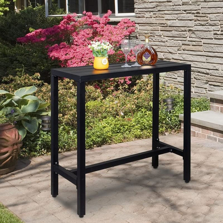 Outdoor 40 in. Metal Bar Dining Table Black Rectangular Cast Iron Finish Weather