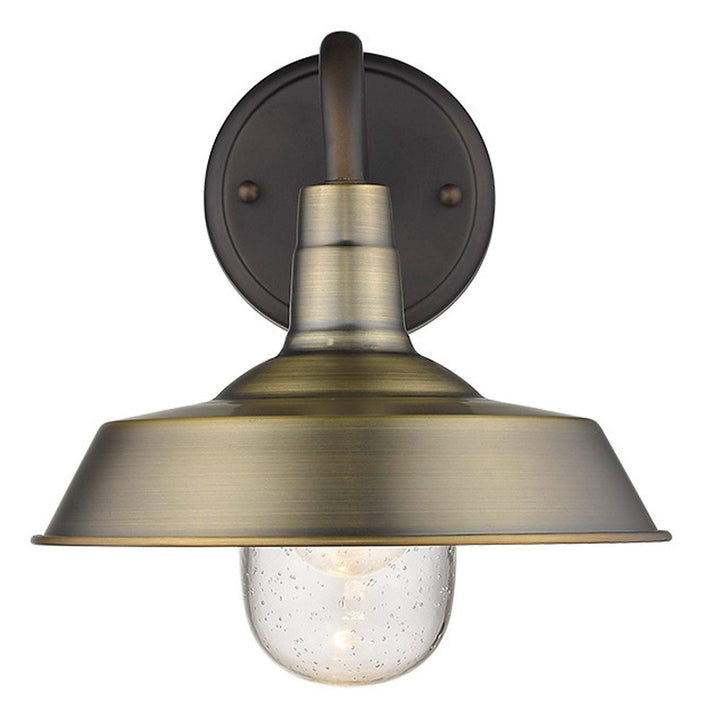 1-Light Antique Brass Exterior Wall Fixture Farmhouse Industrial Transitional - Diamond Home USA