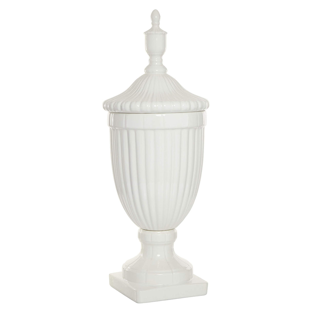Updated Traditional White Ceramic 26-inches High X 10-inches Wide Gloss Urn - Diamond Home USA
