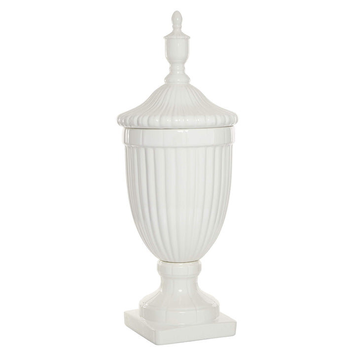 Updated Traditional White Ceramic 26-inches High X 10-inches Wide Gloss Urn - Diamond Home USA