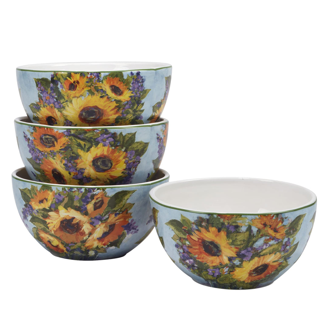 Certified International Sunflower Bouquet 28 oz. Ice Cream/Dessert Bowls Set