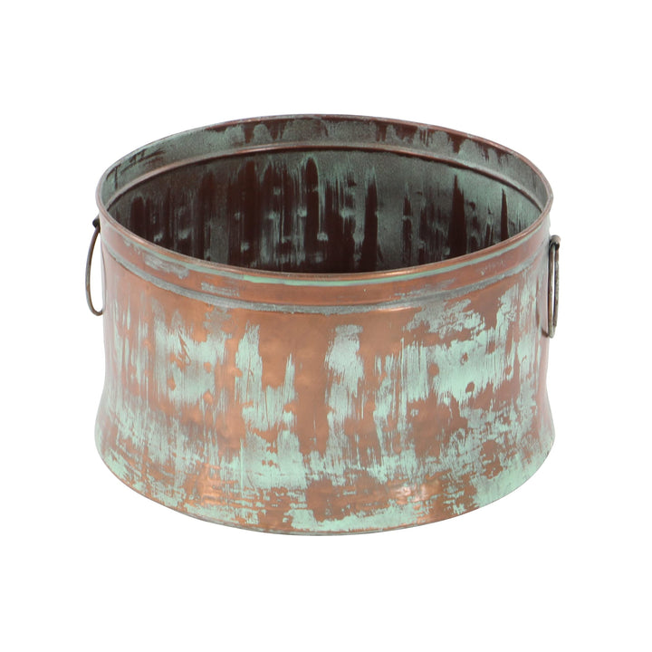 Studio 350 Set of 3 Rustic Round Distressed Drum Planters by - Diamond Home USA