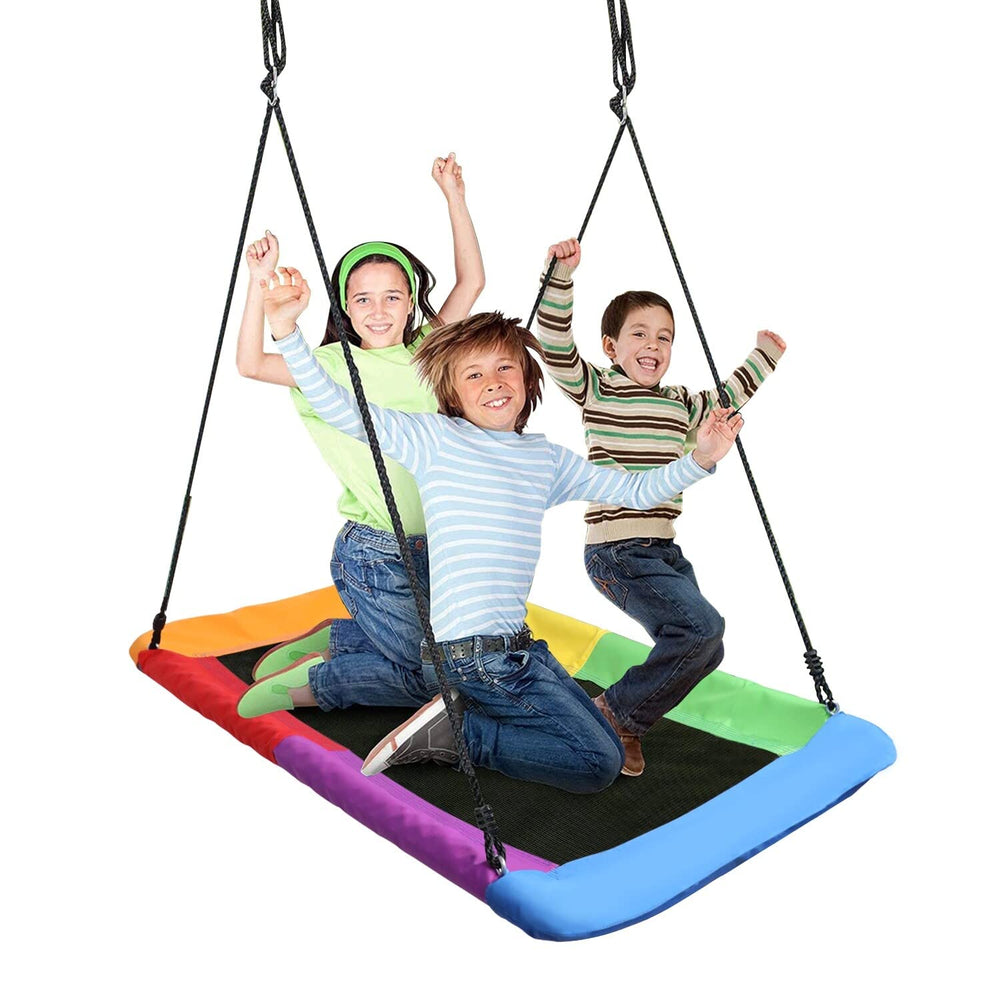 Saucer Tree Swing Giant Outdoor Rectangle Platform for Kids Water Proof Up to - Diamond Home USA