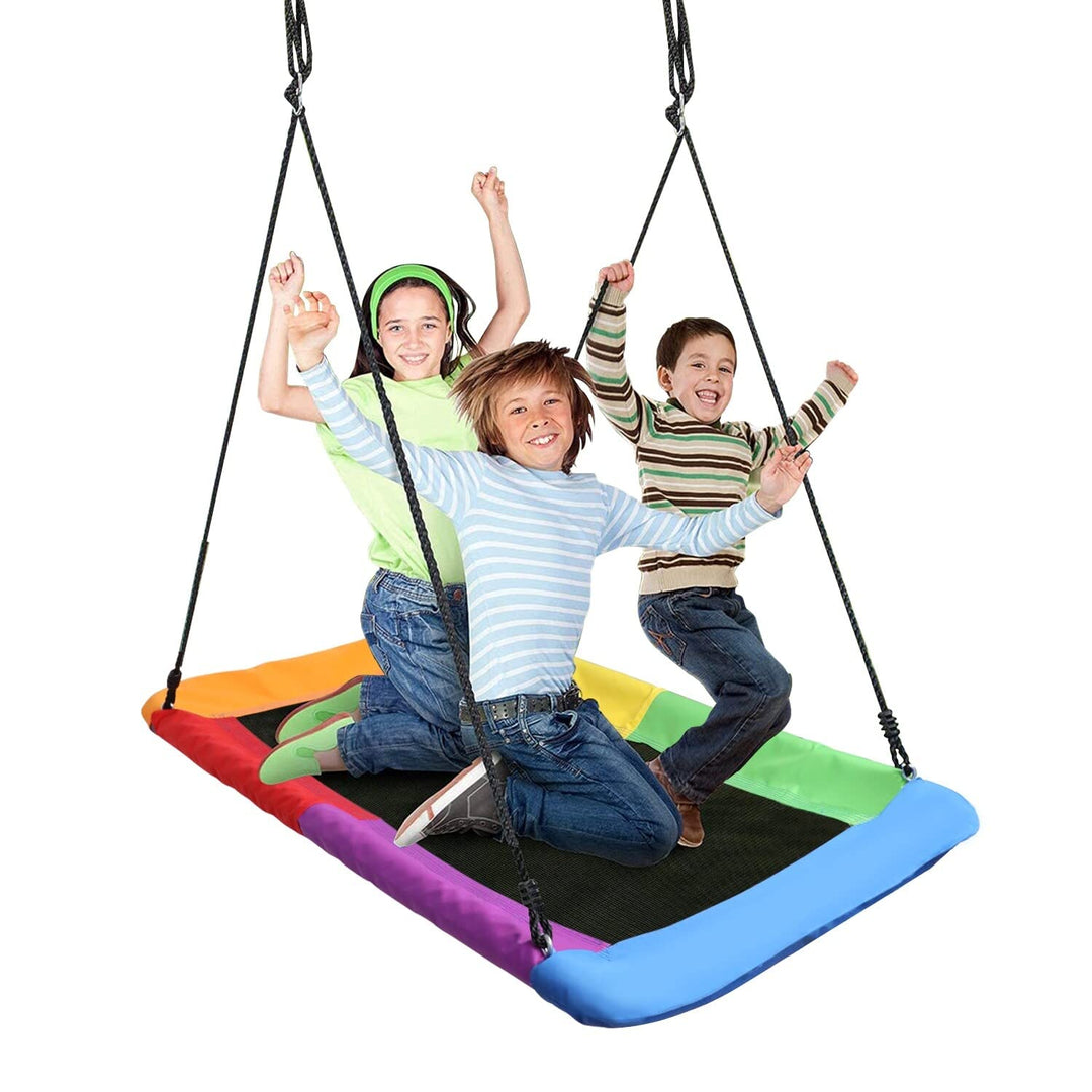 Saucer Tree Swing Giant Outdoor Rectangle Platform for Kids Water Proof Up to - Diamond Home USA