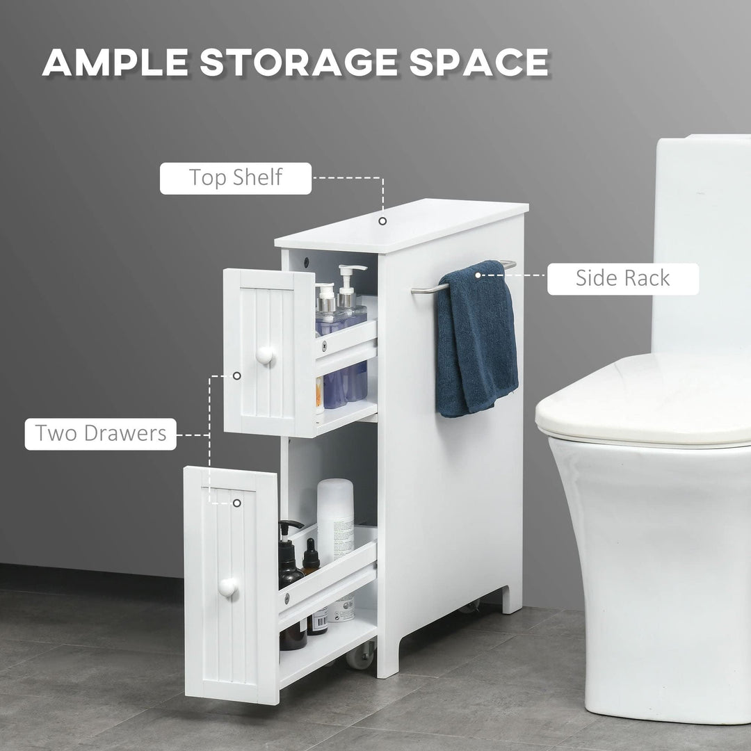 Slim Bathroom Cabinet Freestanding Storage Toilet Paper Holder and Wheels 7 X - Diamond Home USA