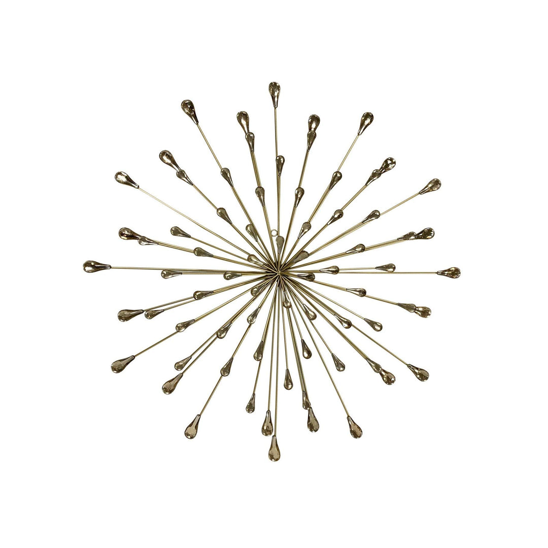 28" Dia Gold Starburst Metal/clear Beads Wall Art Clear Modern Contemporary - Diamond Home USA