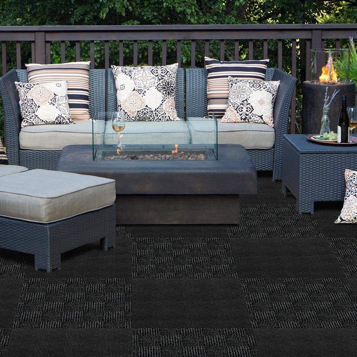 24"x 24" Carpet Tile Peel and Place - Crochet (Black) (60sq.ft.) 15 Tiles