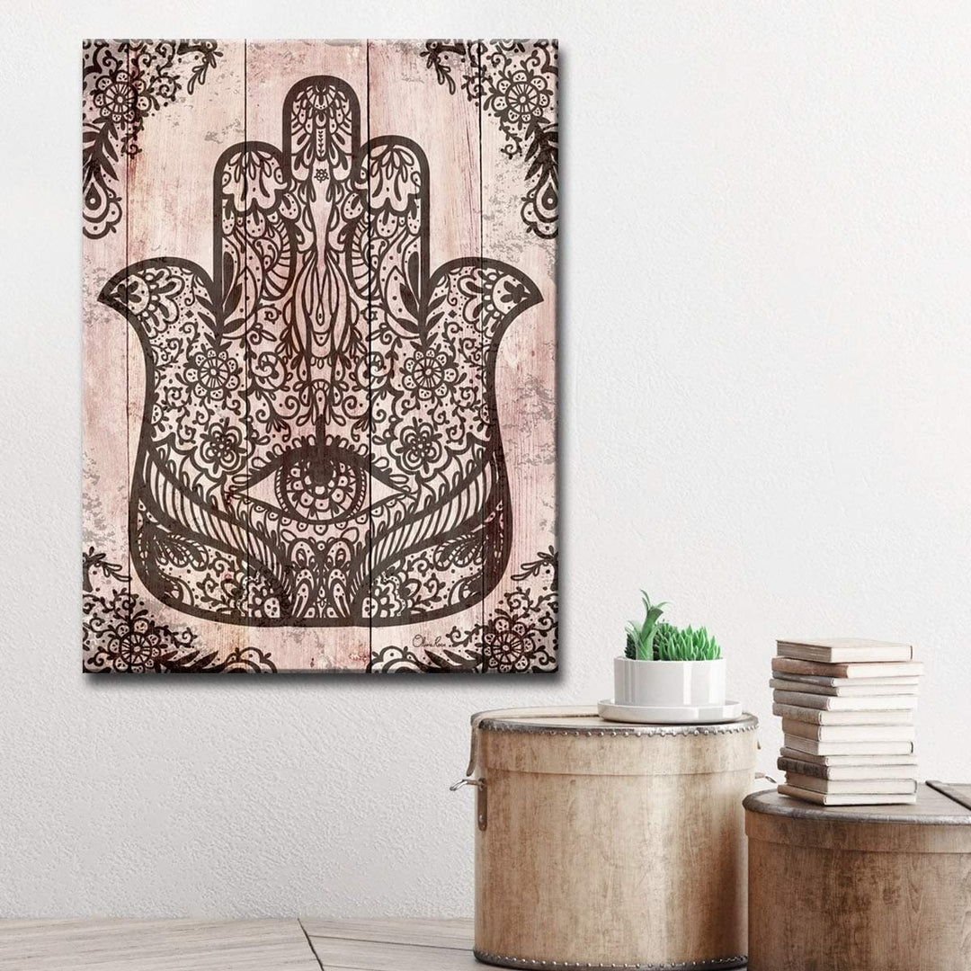 20 X 16 Black Hamsa Hand Canvas Art ood Grain Pattern all Art Hand of Fatima 16 W x 20 H