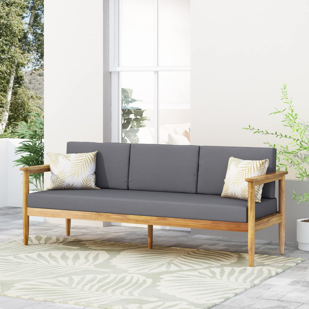 Christopher Knight Home Sofa Dark Gray + Teak - Diamond Home USA